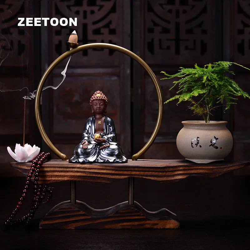 Керамическая горелка для благовоний Zen Backflow статуя благоприятного Будды