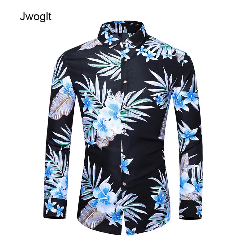

Big Size Men Long Sleeve Button Up Flowers Shirts Men 5XL 6XL 7XL