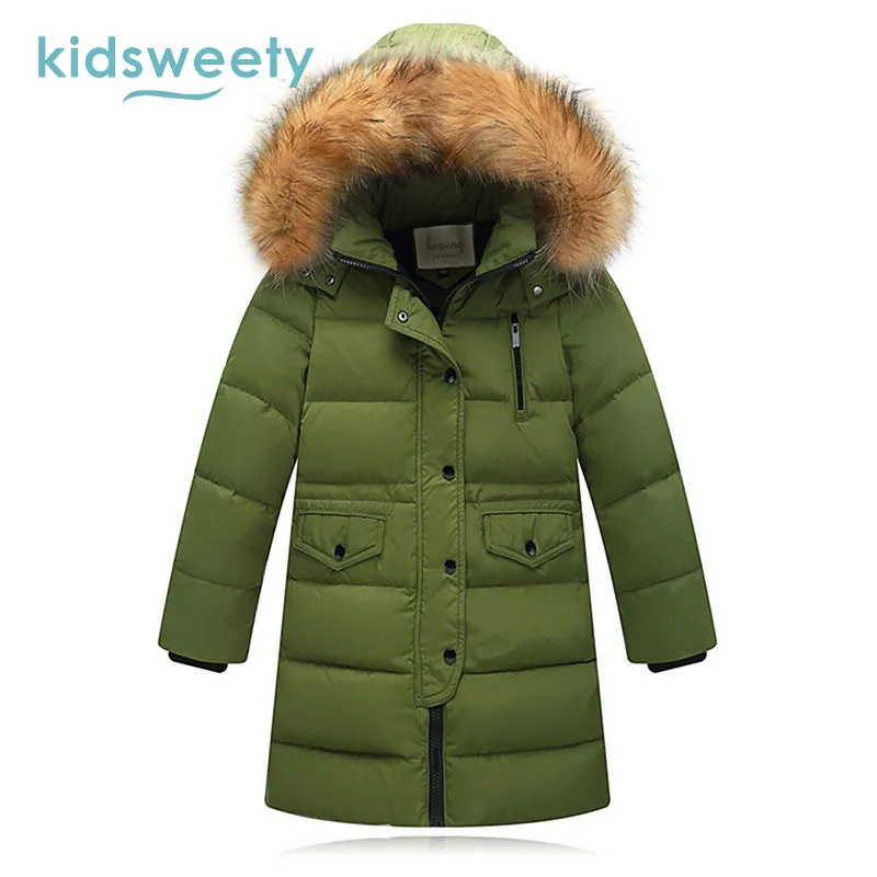 Kidsweety дети Пуховое пальто Обувь для мальчиков девочек прямые WDD толстые тепло