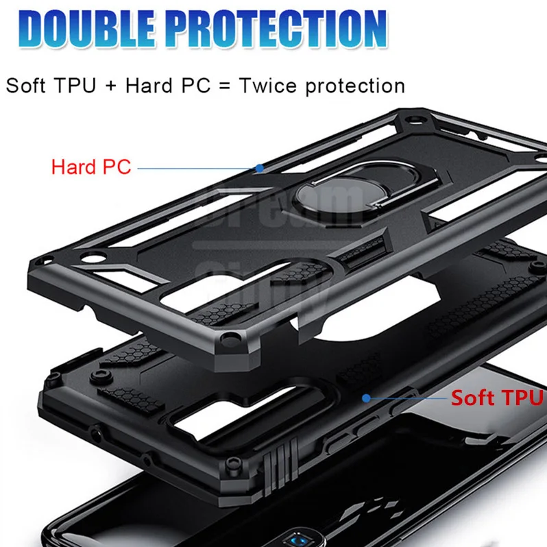 Luxury Rubber Shockproof Case For Huawei P30 Pro Heavy Duty Protection Metal Ring Back Cover Lite Rugged Armor Cases | Мобильные
