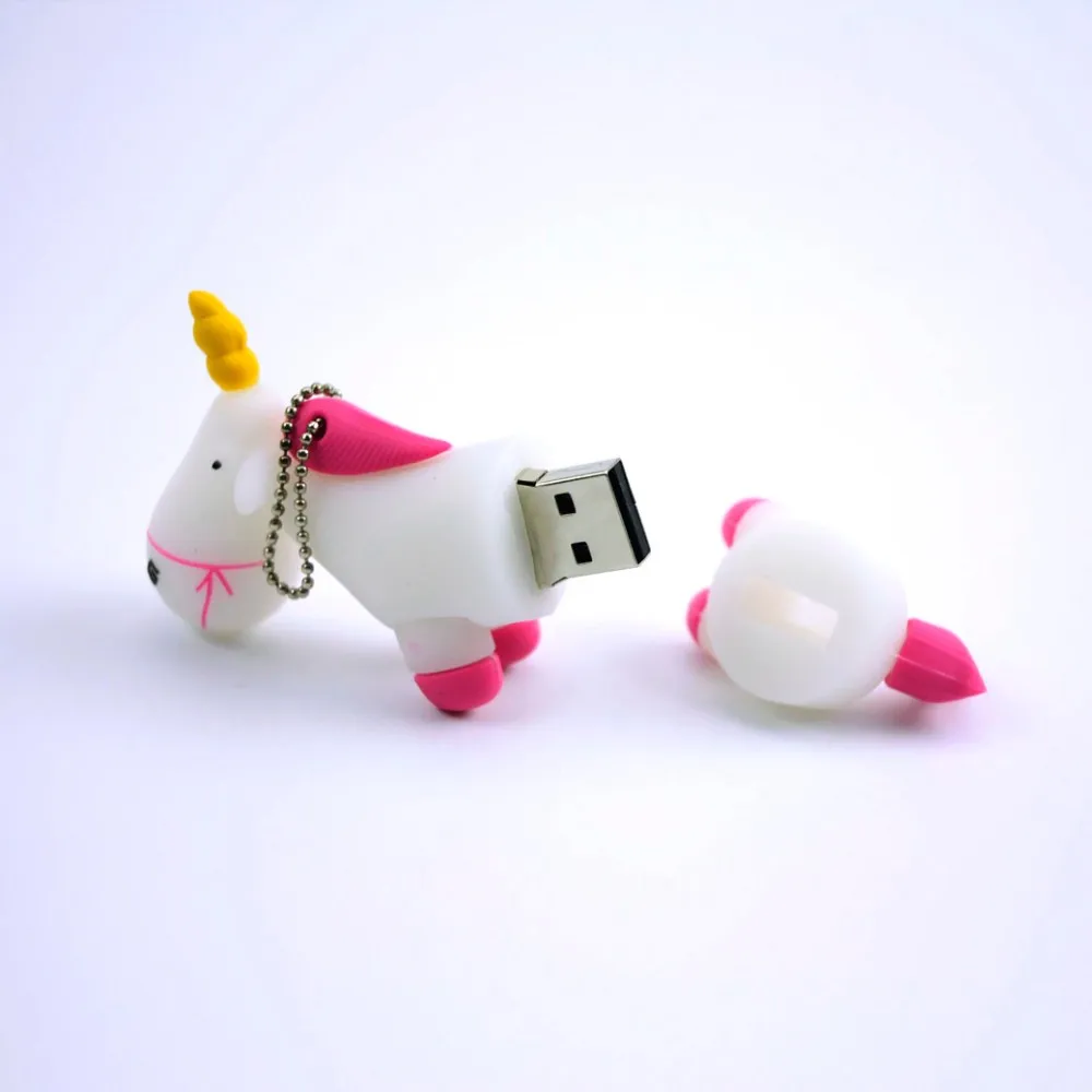 Мини Единорог флешки 128 ГБ накопитель 64 Мультфильм мило лошадь USB Flash Drive 32 16 8 memoria
