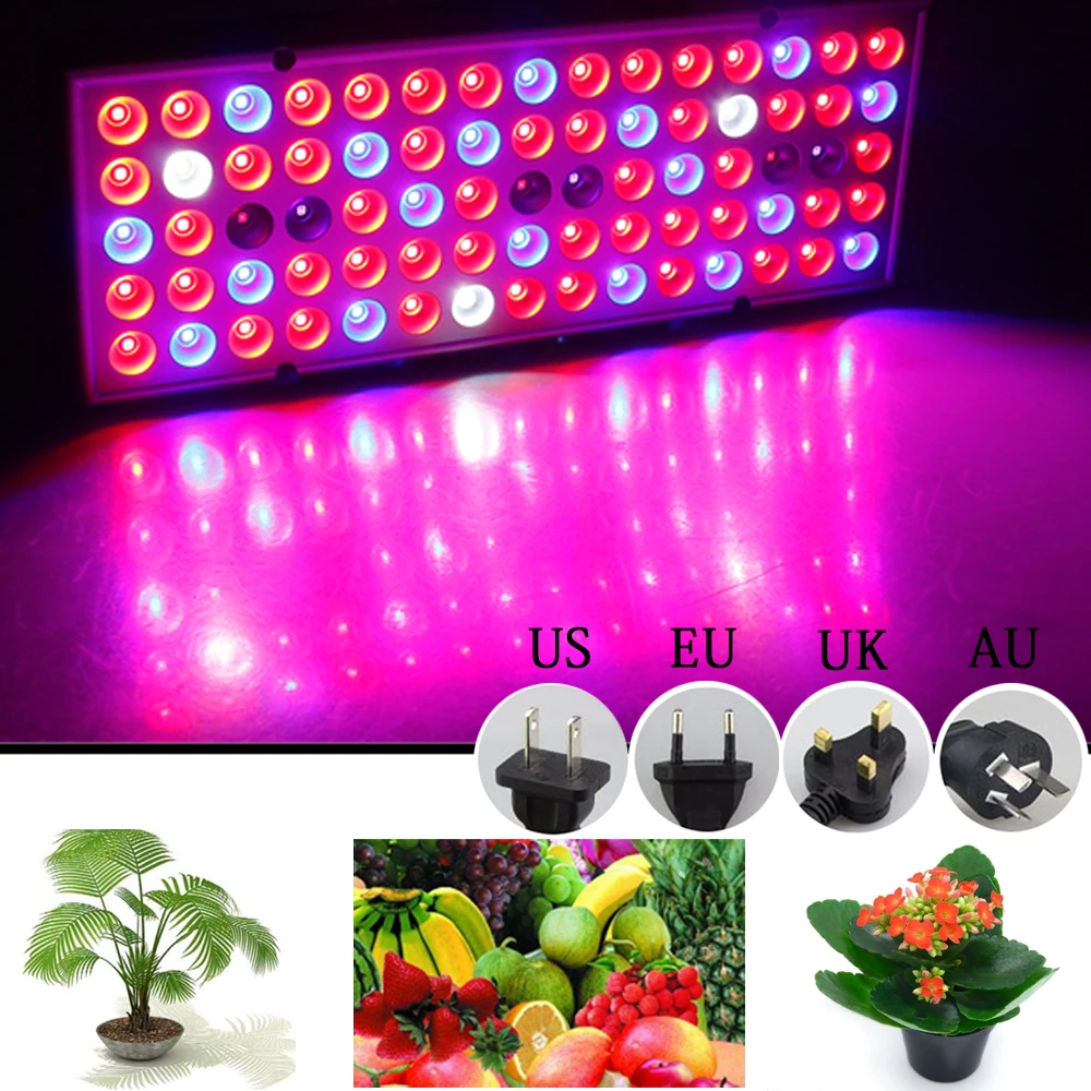 Full Spectrum Plant Grow Lamp 45W LED Lights For Fruit Flower Plant 144leds LED Growing Light 85-265V UV IR White Lamps Panel