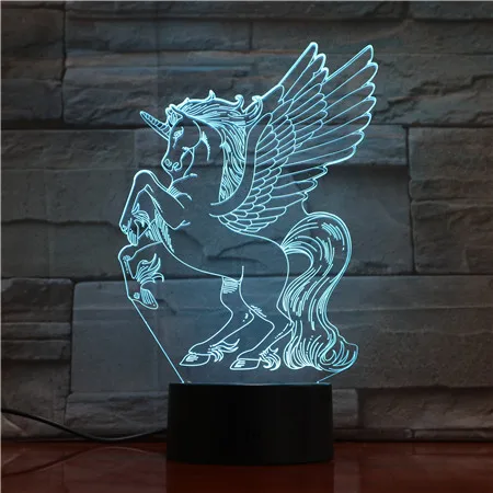 Светодиодный ночник с единорогом Luminaria 3D Детские Подарочные игрушки декор для