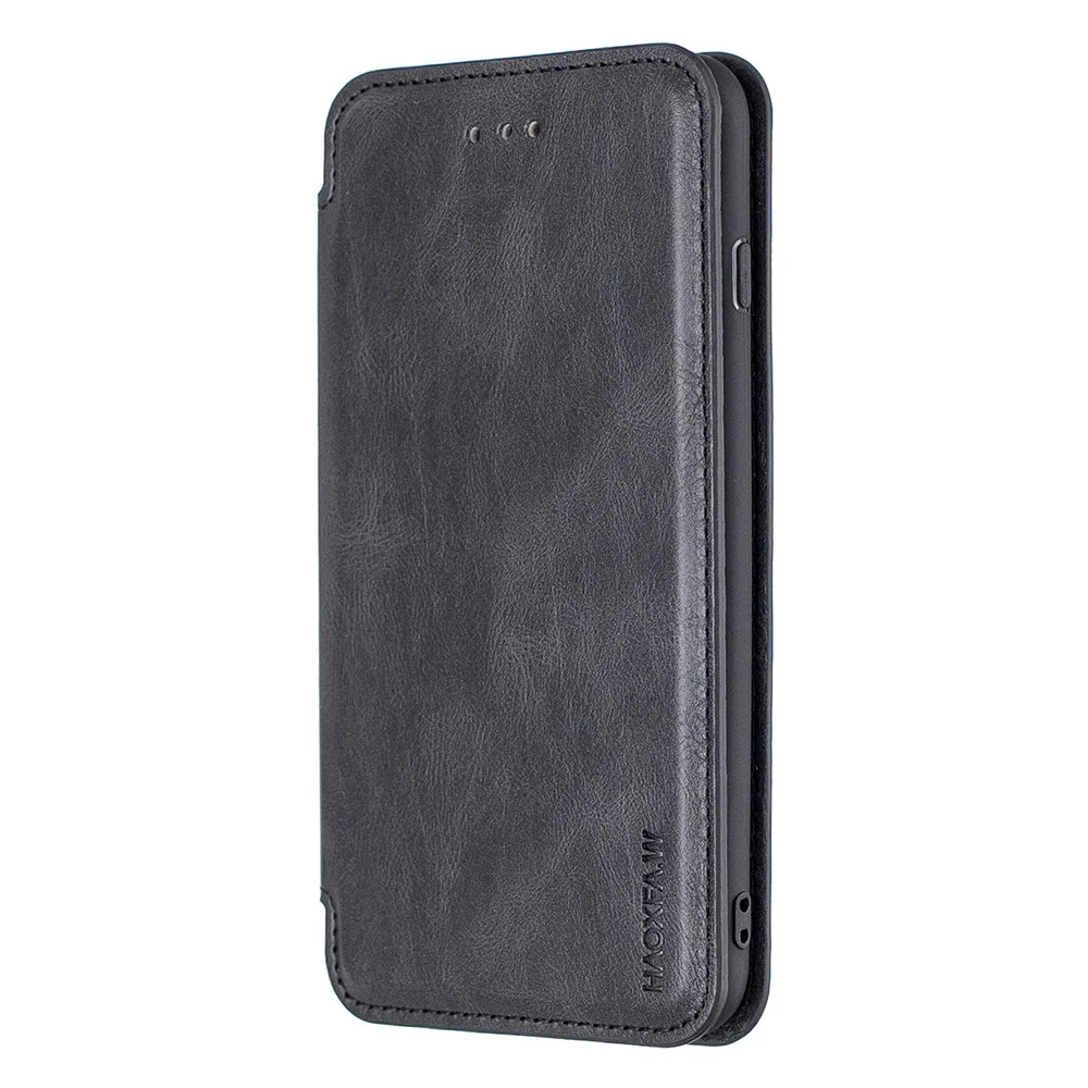 Black Haoxun Качественный флип-кожаный чехол для iPhone 11 Pro XS Max XR X 8 7 6 6s Plus, Ретро Магнитный кошелек, держатель для карт, Обложка для книги, Coque Etui - Цвет: Black Haoxun