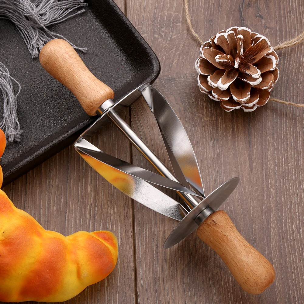 1PC Stainless Steel Rolling Cutter For Making Croissant Bread Wheel Dough Pastry Wooden Handle Baking Kitchen Tool | Дом и сад