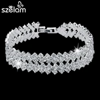 szelam 2019 new rhinestone crystal bracelets for women fashion silver bracelets bangles bridal wedding jewelry sbr150218