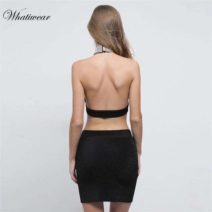 Женский комплект из двух предметов Whatiwear со стразами укороченный топ без рукавов
