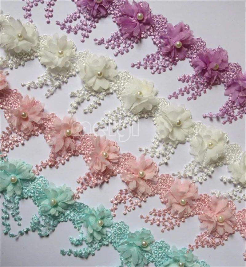 1yd растворимый жемчужный шифон с бахромой вышитая кружевная отделка тесьма ткань