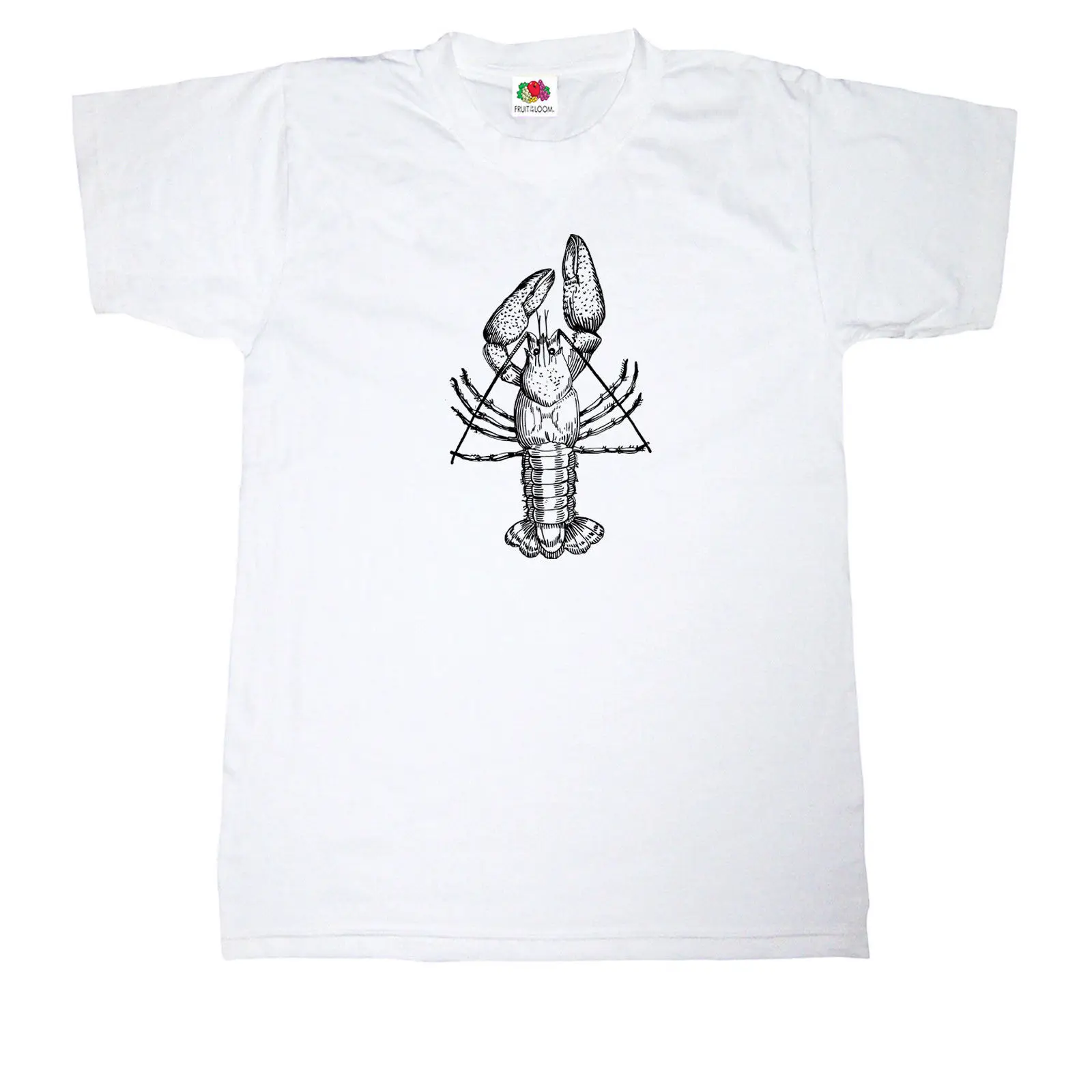 Омар Футболка 100% хлопок Винтаж Ретро Рыбы питания океана забавными футболка