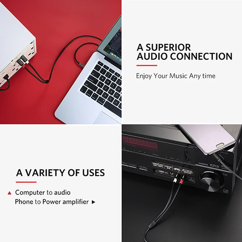 Кабель Coomaer RCA 2RCA на 3 5 аудиокабель мм Jack AUX кабель для DJ усилителей сабвуферов