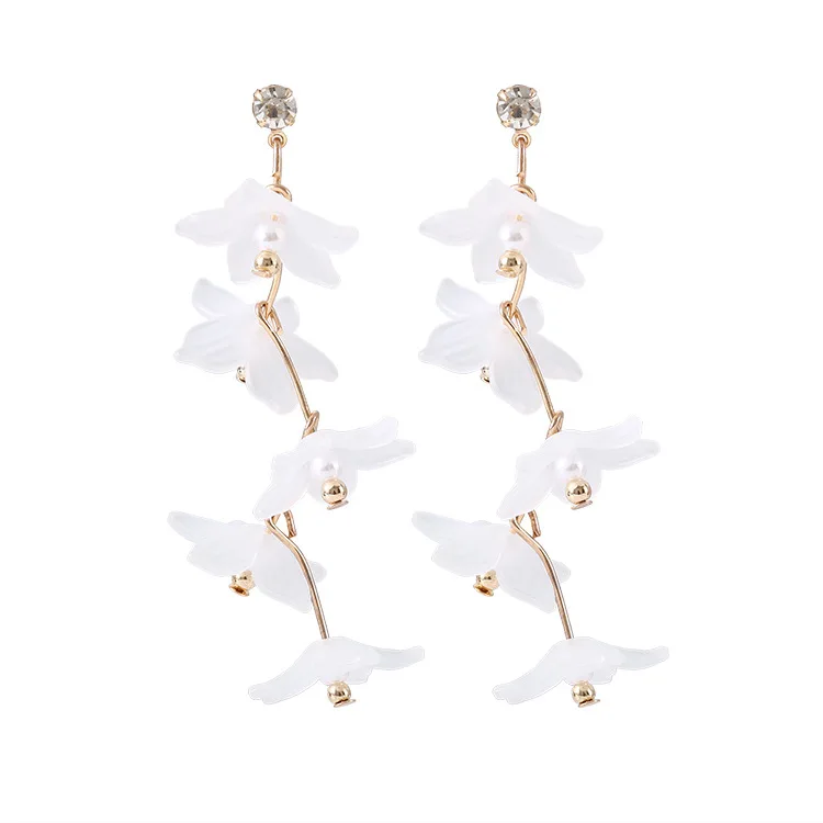 Korean Style Temperament Arcylic Petals Drops Earrings Elegant Flower Tassel Long for Women Jewelry Brincos Gifts | Украшения и
