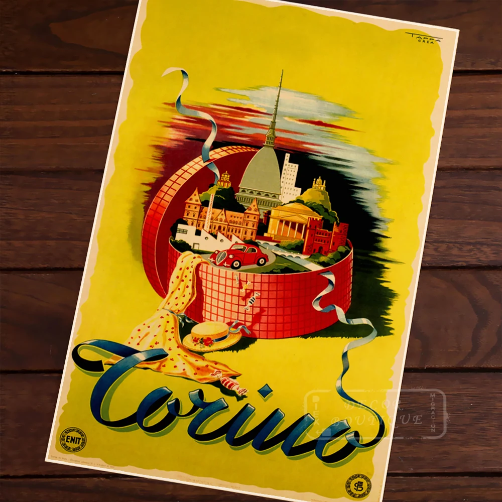 Torino Италия городской порт художественный пейзаж винтажный Ретро постер