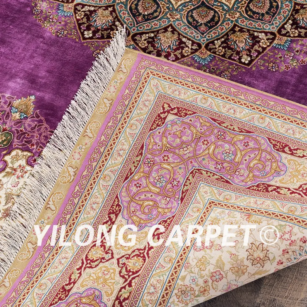 Yilong 6 'x 9' Vantage турецкие шелковые ковры фиолетовый ковер для спальни персидский