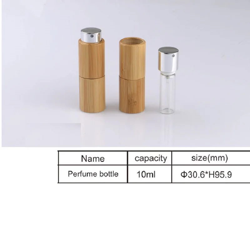 Creative Bamboo Perfume Bottle Empty Rotating Refillable Cosmetic Container Portable 10ML Spray Pump Packaging | Красота и здоровье