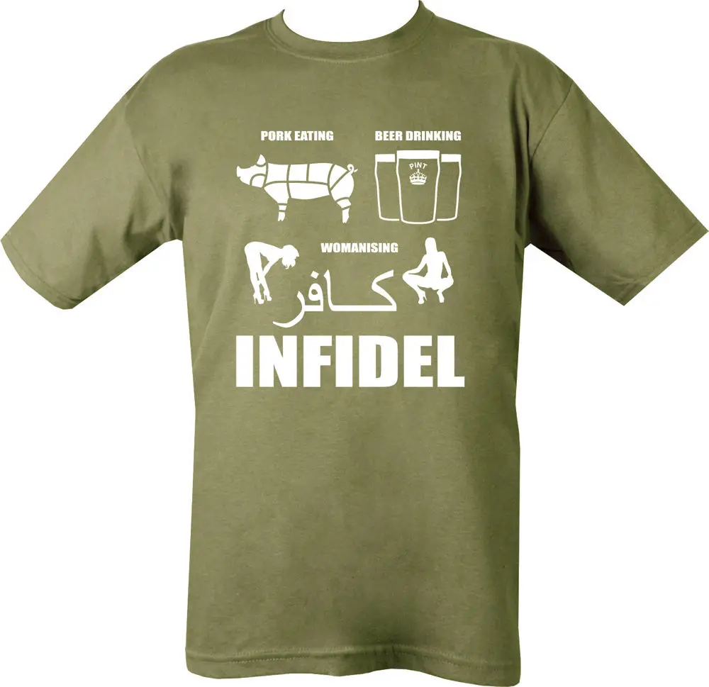 INFIDEL футболка с пивом свининой женская сексуальная британская армия английский