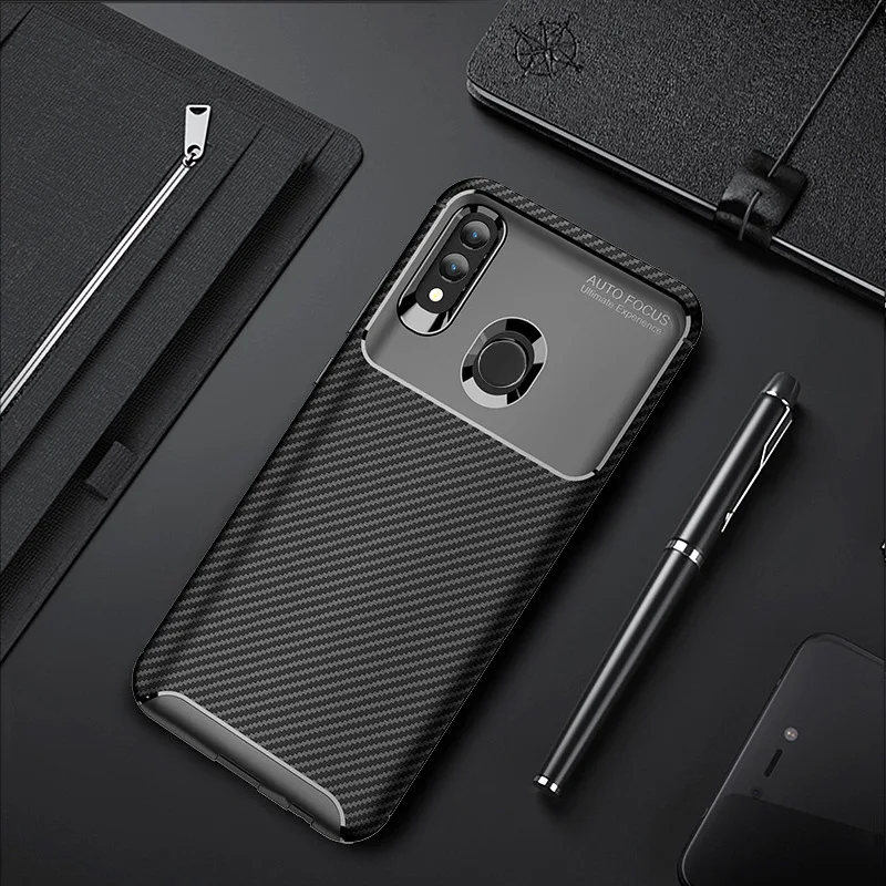 Чехол для Huawei P Smart 2019 из углеродного волокна Мягкая силиконовая Противоударная