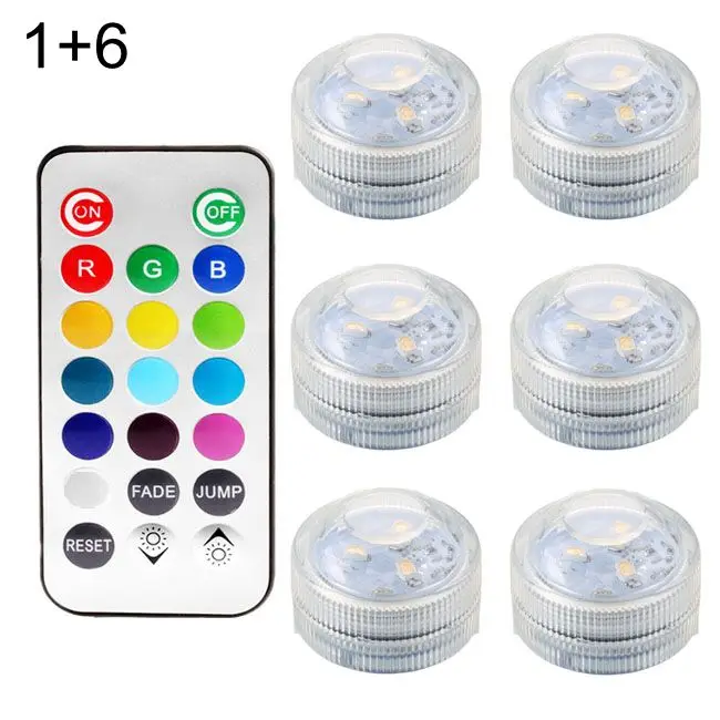 1 controller 6 lamp 13 цветов SMD 3528 RGB светодиодный Погружной подводный IP68 светильник с пультом дистанционного управления для ванна, бассейн, фонтан - Испускаемый цвет: 1 controller 6 lamp