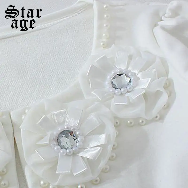 Женский короткий кардиган с объемной аппликацией жемчугом и кристаллами 2307 |