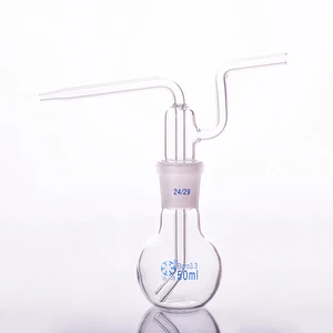 Бутылка для промывки газа с плоским дном, емкость 50 мл, однослойная плоская колба с плоским дном, бутылка для промывки газа, кальян для кальяна