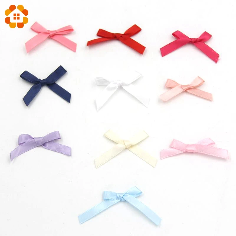 100 шт./лот DIY завязанная сатиновая подарочная лента упаковка бант для свадебного