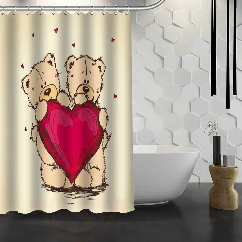 

Hot Sale Custom Cute cartoon bear Custom Shower Curtain Waterproof Fabric Bath Curtain for Bathroom F#Y1-17
