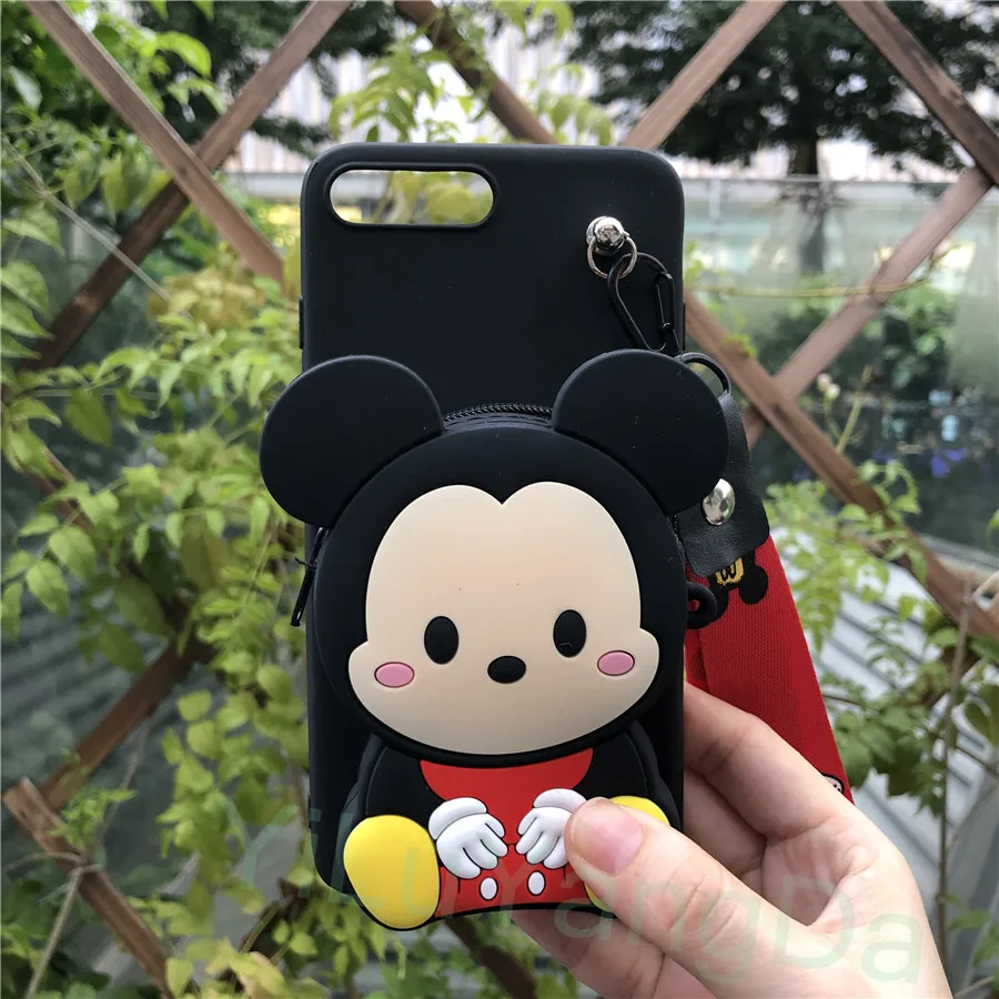 Black Mickey Милый мультяшный котенок Маленький Стич кошелек на молнии чехол для телефона OnePlus 6 6T 7 7 Pro Мягкий силиконовый чехол для сумки One Plus 6 6t 7 Pro - Цвет: Black Mickey
