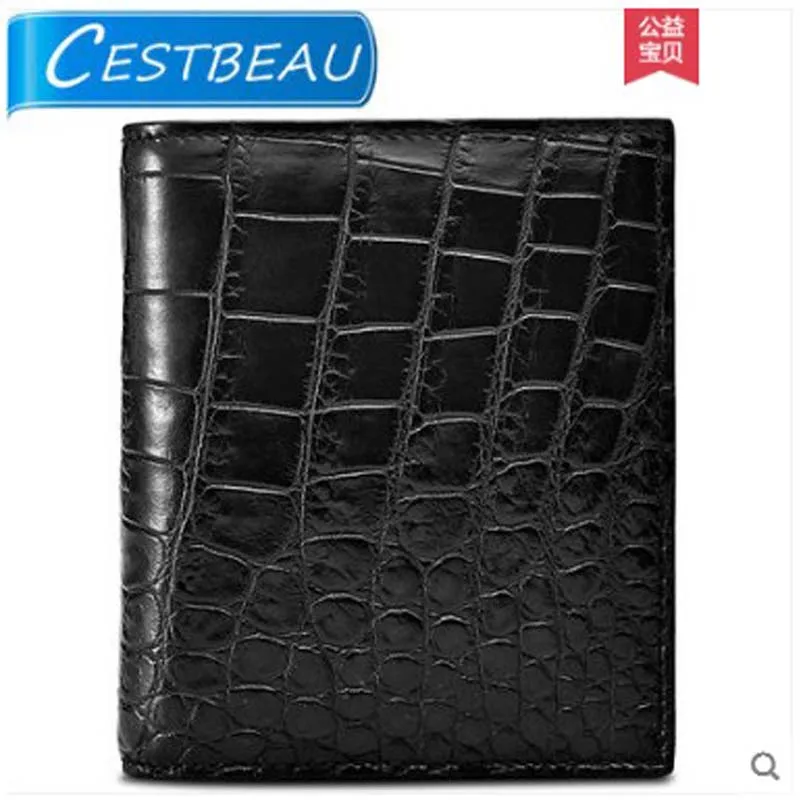 Мужской короткий кошелек Cestbeau из крокодиловой кожи внутри и снаружи без