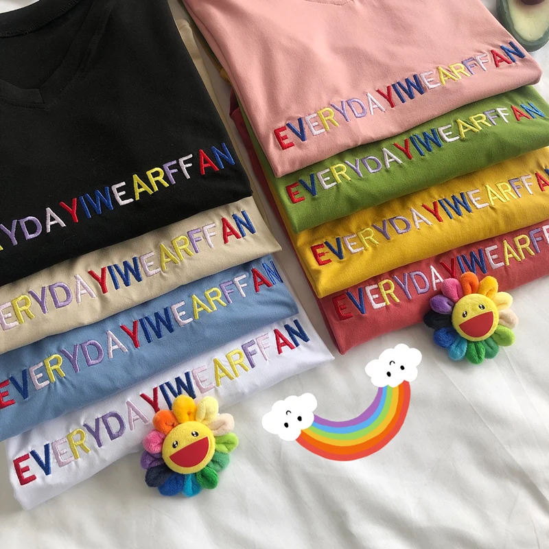 Everydayiwearffun/женская футболка с вышитыми буквами Повседневная забавная для леди