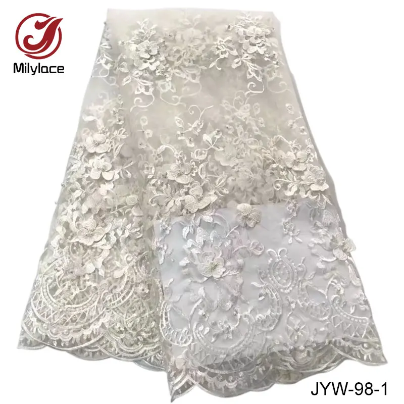3d flower lace embroidered fabric beautiful african french net fabrics nigerian beaded for dress JYW-98 | Дом и сад