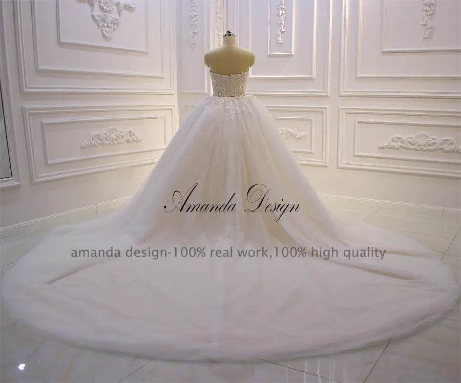 Аманда дизайн robe de mariee с открытыми плечами кружевные аппликации c бисером свадебное платье со съемной юбкой