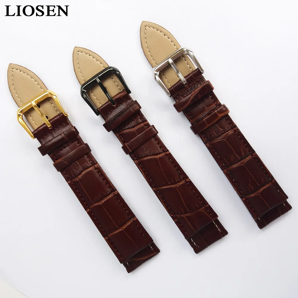 Ремешок для часов LIOSEN из натуральной кожи коричневый браслет с пряжкой