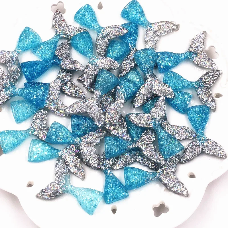 10 шт. милые блестящие разноцветные хвост русалки плоский задний Декор DIY