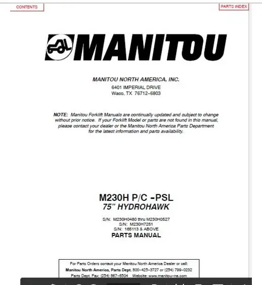 Запчасти для вилочного погрузчика Manitou 2016 |
