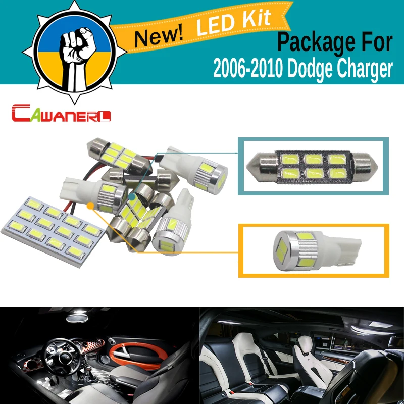 Cawanerl Auto 5630 SMD LED Bulb Kit Package White For 2006-2010 Dodge Charger Car Interior Dome Map License Plate Light | Автомобили и