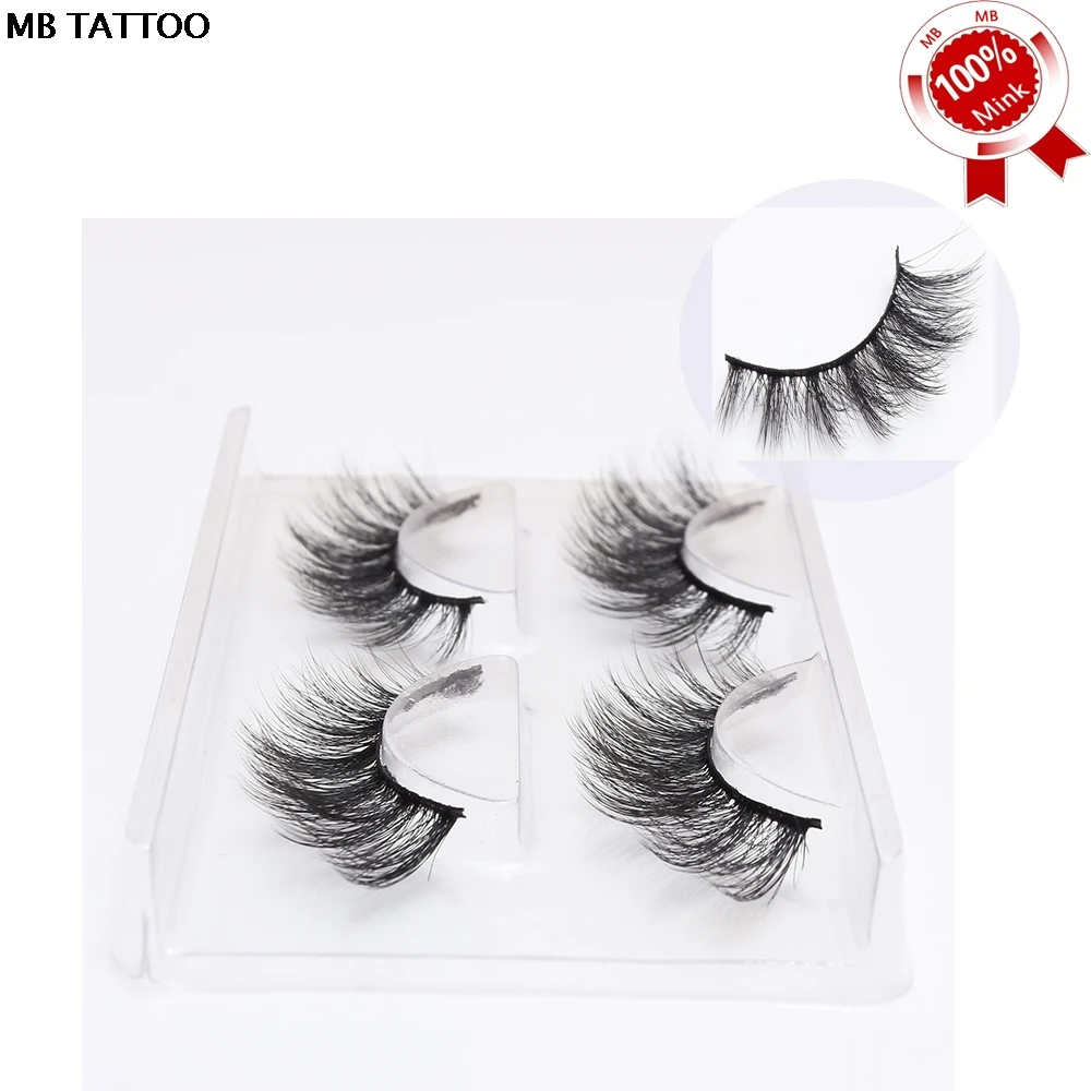 MB Tattoo 100% 2 пары норковые ресницы для наращивания натуральные длинные накладные