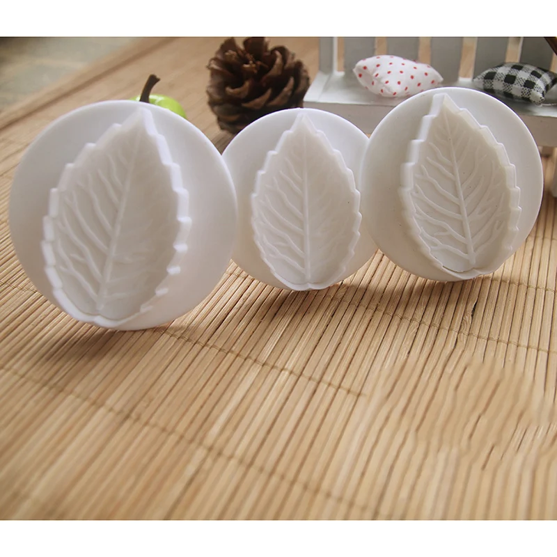 New 2017 3Pcs Cake Rose Leaf Plunger Fondant Decorating Sugarcraft Mold Cutter Tools | Дом и сад