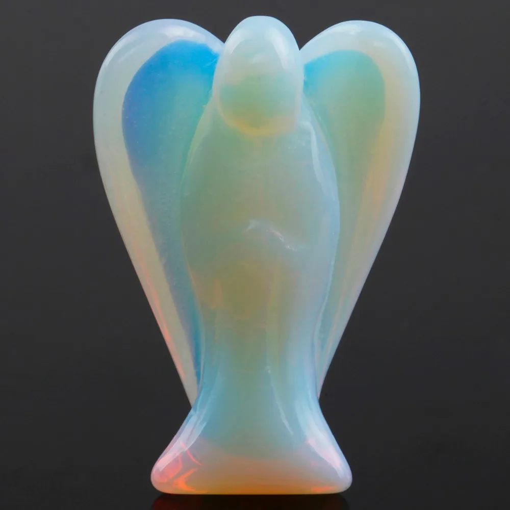 TUMBEELLUWA 1Lot (6Pc) Opalite Stone Carved Guardian Angel Pocket Statues Figurines 1.5&quot | Украшения и аксессуары