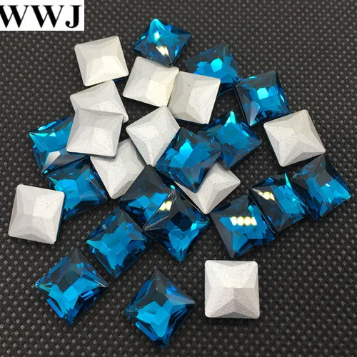 

blue zircon Color Princess Square Glass Crystal Fancy Stones For Jewelry Making,Garment Use 8mm,10mm,12mm,14mm Free Ship