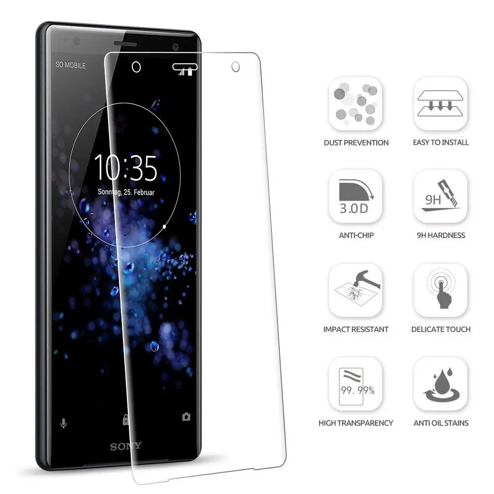 3D полное покрытие HD прозрачное закаленное стекло для Sony XZ2 Защитная пленка экрана
