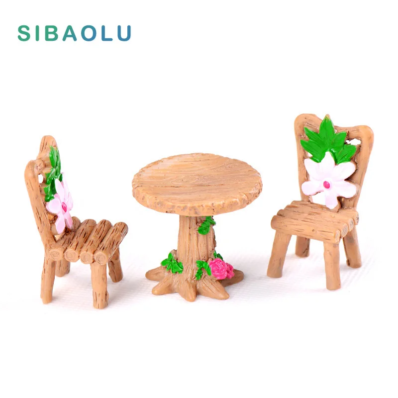 

3pcs/set table chairs Miniature Figurine DIY House Accessories Doll building home Decoration Simulation plastic Play house toys