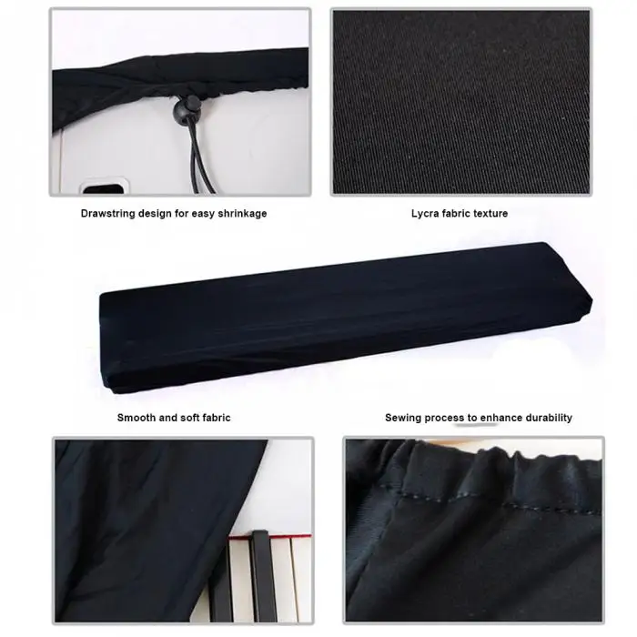 Electric Digital Piano Keyboard Cover Dustproof Elastic Adjustable For 61 73 76 88 Key P7Ding