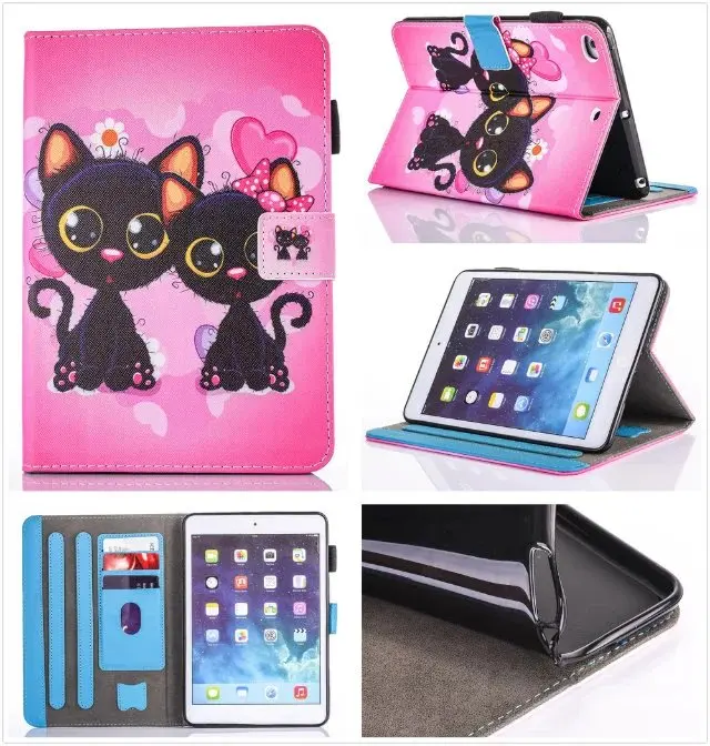 Модный мультяшный силиконовый флип-чехол из искусственной кожи для Apple iPad Mini 1 2 3 4