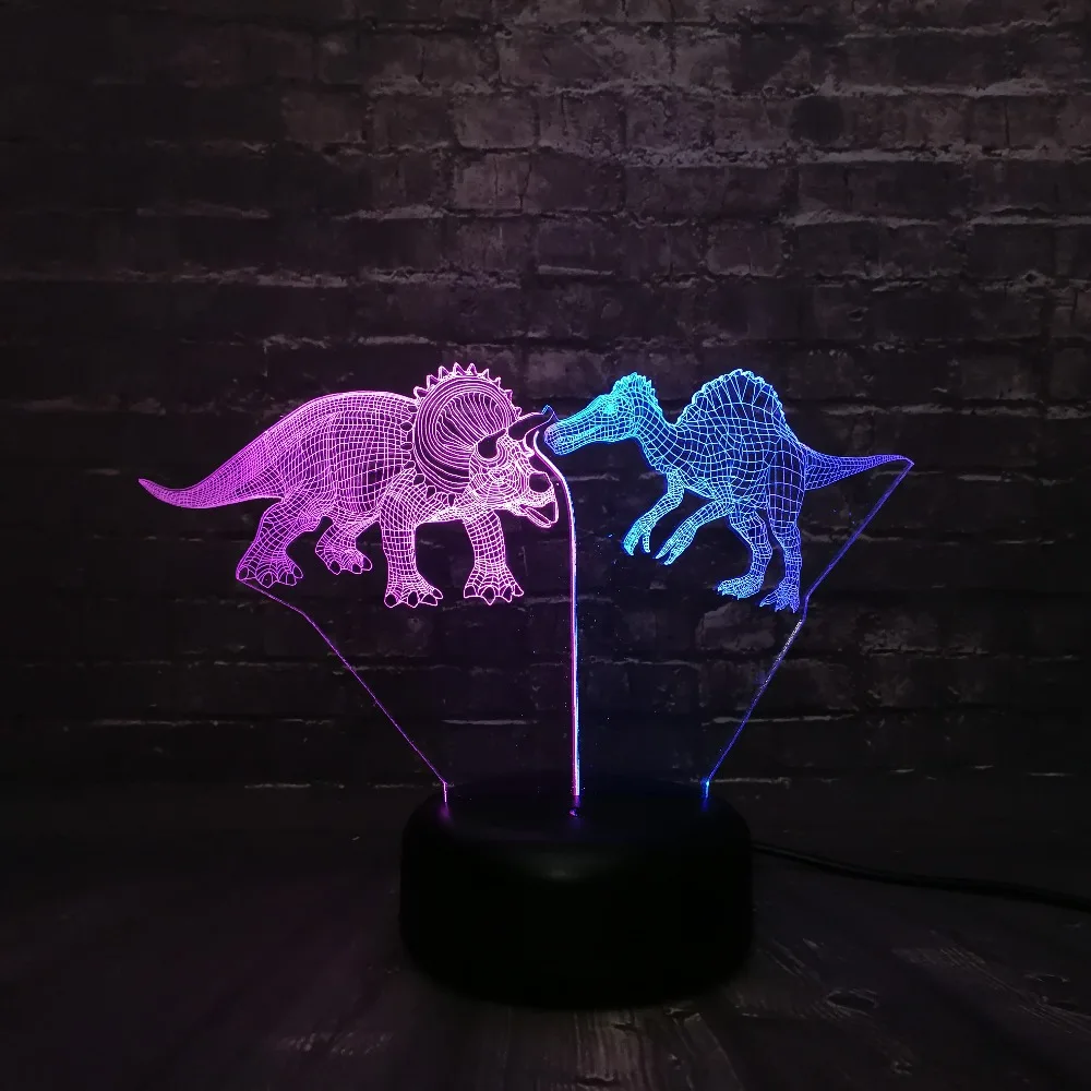 Парк Юрского периода Динозавр ночной Светильник 3D LED микс двухцветная лампа для