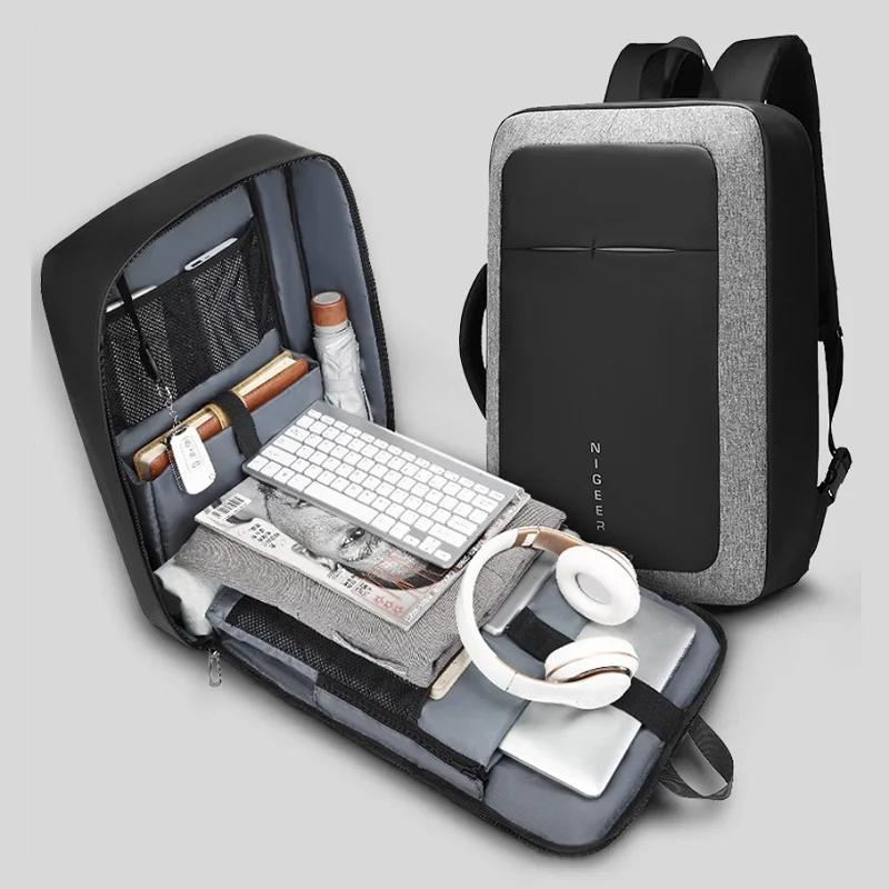 Модный мужской рюкзак, деловой рюкзак для ноутбука с зарядкой через usb, вместительная водонепроницаемая сумка для путешествий, Молодежная Студенческая сумка