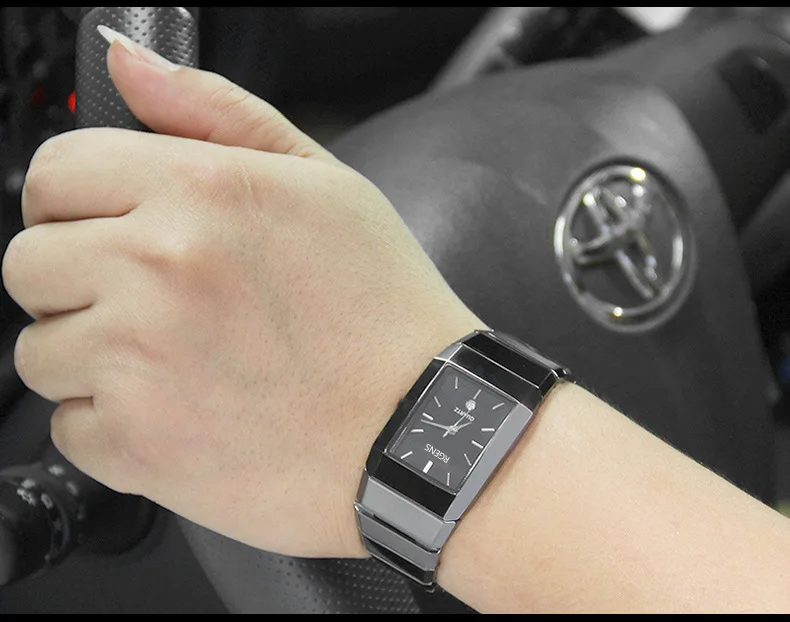 Мужские Керамические наручные часы черные белые кварцевые квадратные деловые