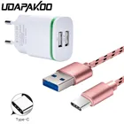 Быстрое зарядное устройство usb Type C для Samsung galaxy S9 S8 note 8 A5 2017 Huawei P20 Honor 8 9 10 ZUk Z2 Pro, короткое зарядное устройство 1 м 2 м, адаптер ЕС