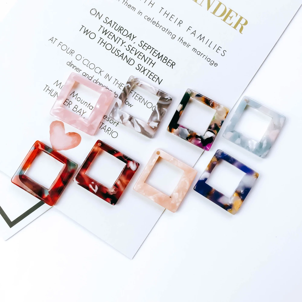 Ear Drop 8 Colors Square Earring Accessories Pendant Necklace Charms Diy Handmade Material 6pcs | Украшения и аксессуары
