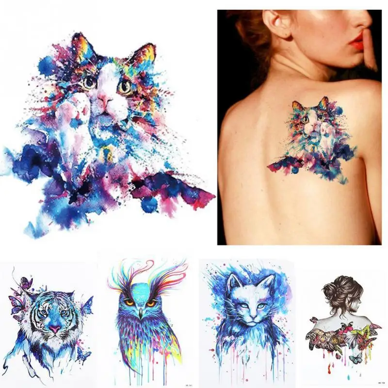 Fashion Long Lasting Art Tattoos Sticker DIY Waterproof Watercolor Painting Body Colorful Animals | Красота и здоровье