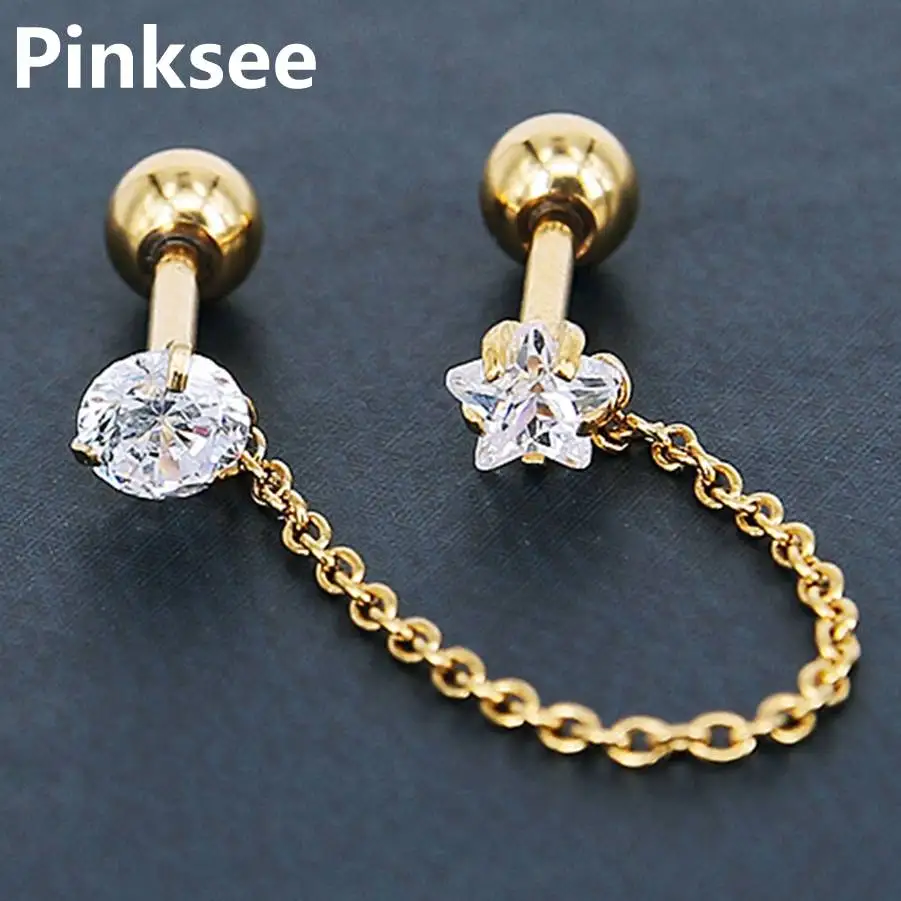 1 шт. титановое кольцо для губ Labret с цирконом анодированное внутренняя резьба