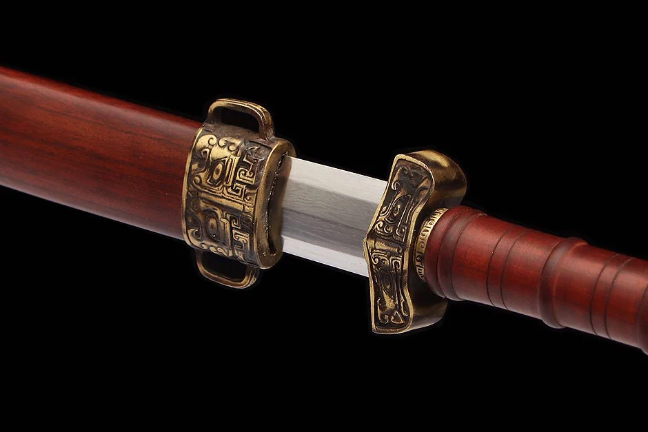 Китайский меч ручной работы Дамасская сложенная сталь + ГЛИНА ЗАКАЛЕННОЕ Han